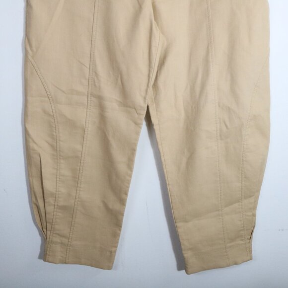 Marella Barrel Leg High Rise Crop Pants Womens 8 Beige Baggy Cotton Wide Leg - Picture 5 of 6